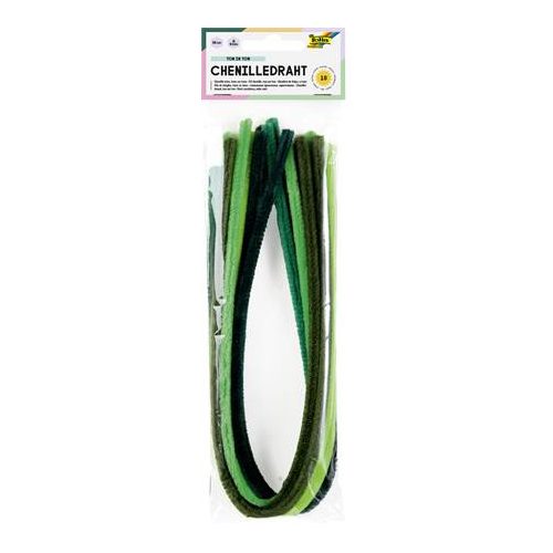 Zseníilia drót, 50 cm, FOLIA "Colour Tone Mix", 10 zöld árnyalat