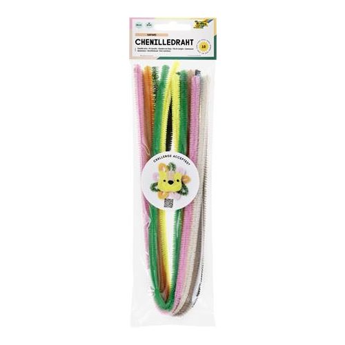 Zseníilia drót, 50 cm, FOLIA "Szafari", 10 különböző szín