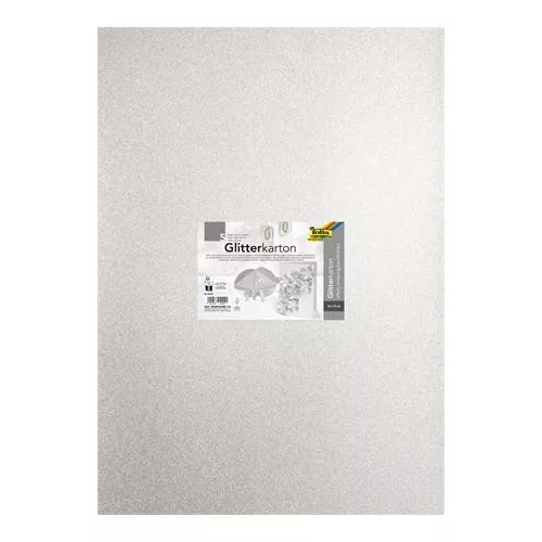 Dekorkarton tömb, csillámos, 1 oldalas, 50x70 cm, 300g, 5 lap, FOLIA, ezüst