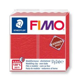   Gyurma, 57 g, égethető, FIMO "Leather Effect", dinnyepiros