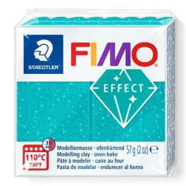   Gyurma, 57 g, égethető, FIMO "Effect", csillámos türkiz