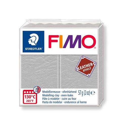 Gyurma, 57 g, égethető, FIMO "Leather Effect", galambszürke
