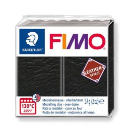   Gyurma, 57 g, égethető, FIMO "Leather Effect", fekete