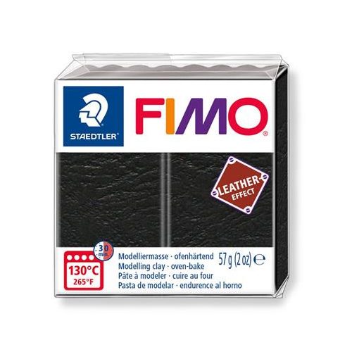 Gyurma, 57 g, égethető, FIMO "Leather Effect", fekete
