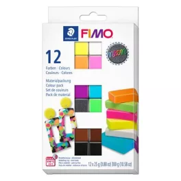   Gyurma, készlet, 12x25 g, égethető, FIMO "Effect Colours", 12 különböző neon szín