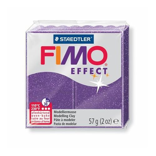 Gyurma, 57 g, égethető, FIMO "Effect", csillámos bíborlila
