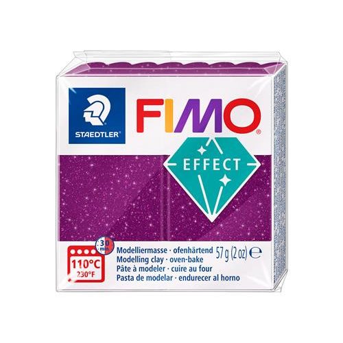 Gyurma, 57 g, égethető, FIMO "Effect", csillámos bíborlila