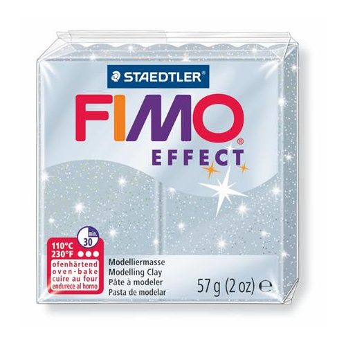 Gyurma, 57 g, égethető, FIMO "Effect", csillámos ezüst