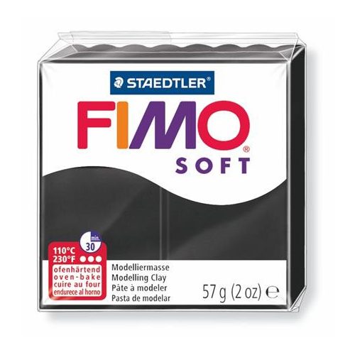Gyurma, 57 g, égethető, FIMO "Soft", fekete
