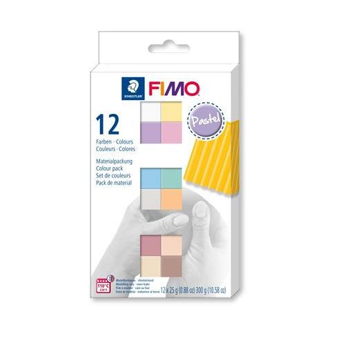 Gyurma, készlet, 12x25 g, égethető, FIMO "Soft Pastel" 12 különböző szín