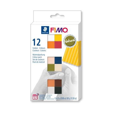 Gyurma, készlet, 12x25 g, égethető, FIMO "Soft Natural", 12 különböző szín