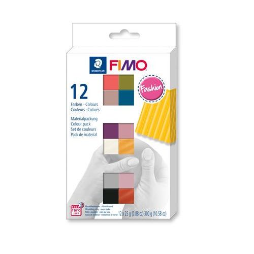 Gyurma, készlet, 12x25 g, égethető, FIMO "Soft Fashion", 12 különböző szín