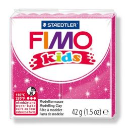   Gyurma, 42 g, égethető, FIMO "Kids", glitteres rózsaszín