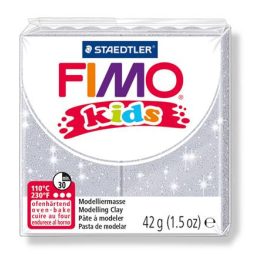   Gyurma, 42 g, égethető, FIMO "Kids", glitteres ezüst