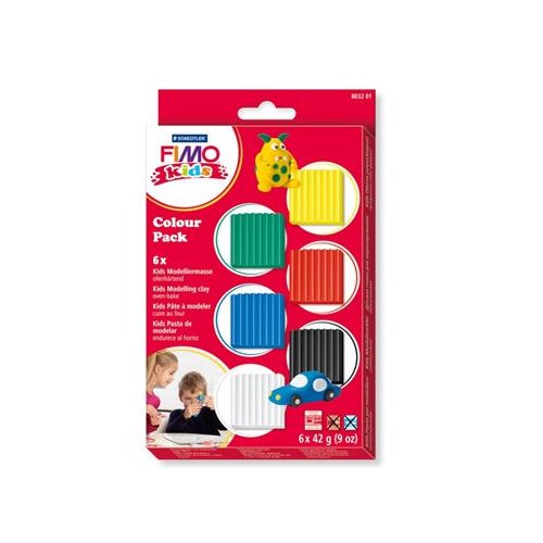 Gyurma készlet, 6x42 g, égethető, FIMO "Kids Color Pack", 6 alapszín