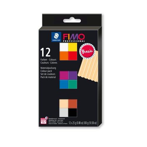 Gyurma, készlet, égethető, 12x25 g, FIMO "Professional Basic", 12 különböző szín