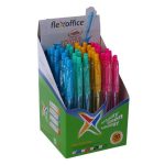 Golyóstoll, 0,25 mm, nyomógombos, vegyes test, FLEXOFFICE "Jonat", kék