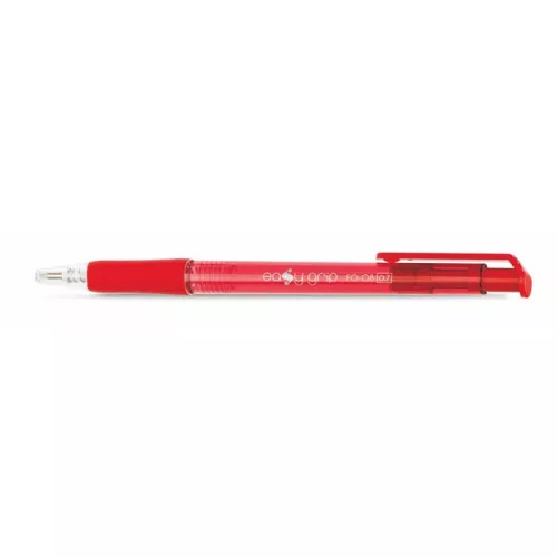 Golyóstoll, 0,4 mm, nyomógombos, FLEXOFFICE "EasyGrip", piros