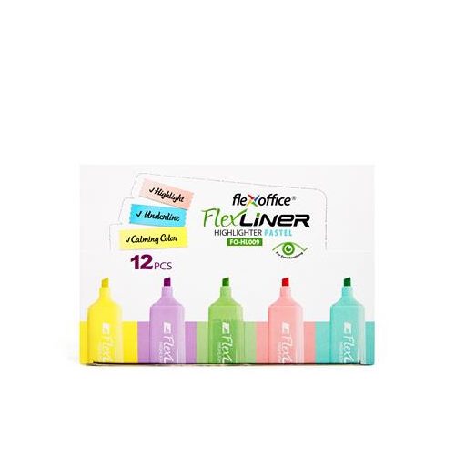 Szövegkiemelő készlet, 1-5 mm, FLEXOFFICE "Flexliner", vegyes pasztell színek