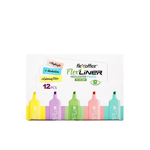 Szövegkiemelő készlet, 1-5 mm, FLEXOFFICE "Flexliner", vegyes pasztell színek