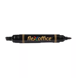   Alkoholos marker, 0,8/6,0 mm, kúpos/vágott, kétvégű, FLEXOFFICE "PM04", fekete