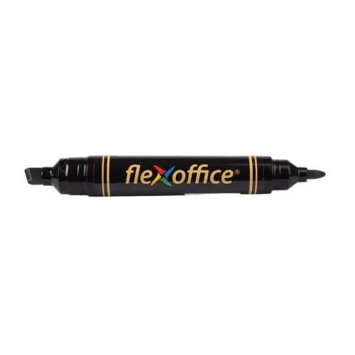 Alkoholos marker, 0,8/6,0 mm, kúpos/vágott, kétvégű, FLEXOFFICE "PM04", fekete