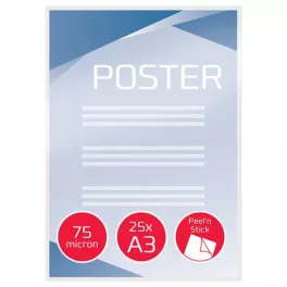   Meleglamináló fólia, 75 mikron, A3, fényes, öntapadó, GBC "Peel'n Stick"