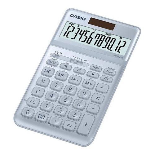 Számológép, asztali, 12 számjegy, CASIO "JW 200SC", acélkék