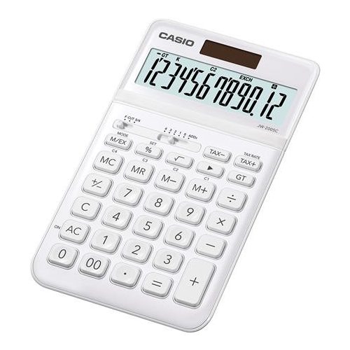 Számológép, asztali, 12 számjegy, CASIO "JW 200SC", fehér