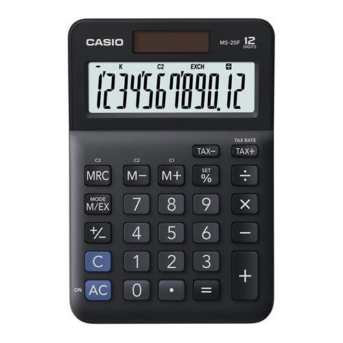 Számológép, asztali, 12 számjegy, CASIO "MS-20 F", fekete
