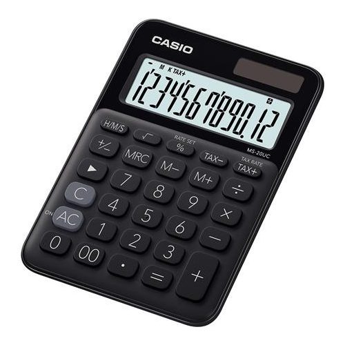 Számológép, asztali, 12 számjegy, CASIO "MS 20UC", fekete