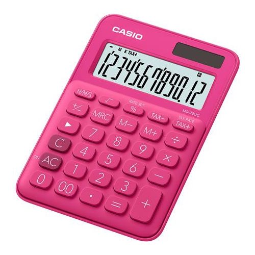 Számológép, asztali, 12 számjegy, CASIO, "MS 20 UC", magenta