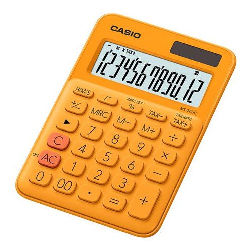 Számológép, asztali, 12 számjegy, CASIO, "MS 20 UC", narancssárga