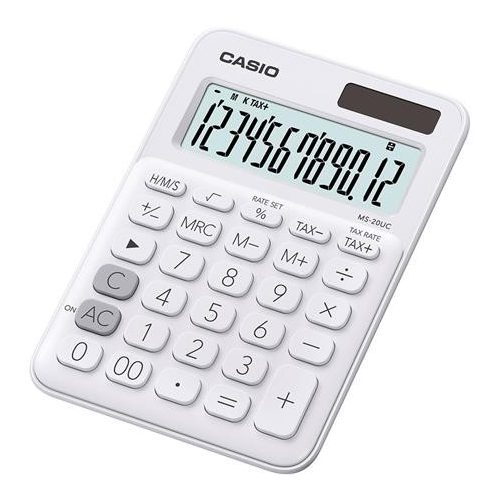 Számológép, asztali, 12 számjegy, CASIO "MS 20UC", fehér