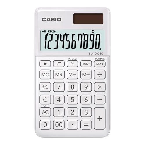 Zsebszámológép, 10 számjegy, CASIO "SL 1000", fehér