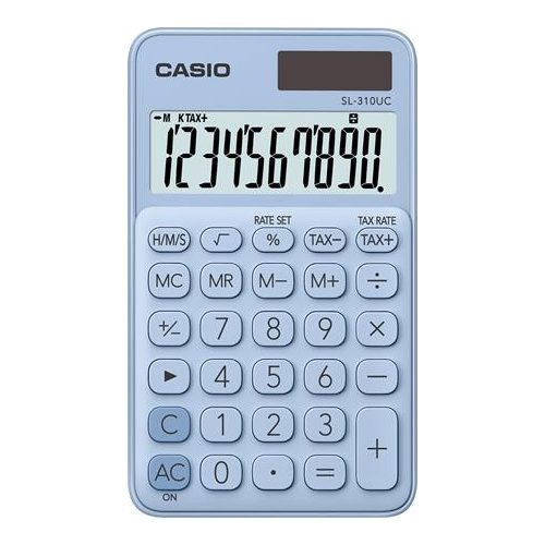 Zsebszámológép, 10 számjegy, CASIO "SL 310", világoskék