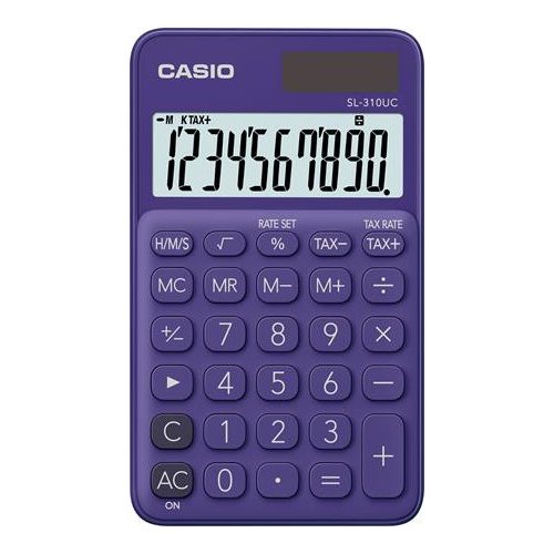 Zsebszámológép, 10 számjegy, CASIO "SL 310", lila