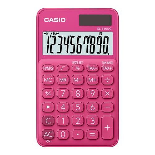 Zsebszámológép, 10 számjegy, CASIO "SL 310", rózsaszín