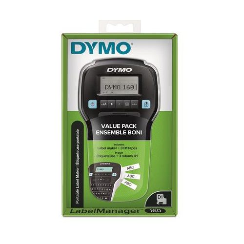 Elektromos feliratozógép, DYMO "LM 160", fekete, + 3 db D1 szalag