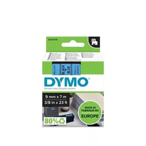 Feliratozógép szalag, 9 mm x 7 m, DYMO "D1", kék-fekete