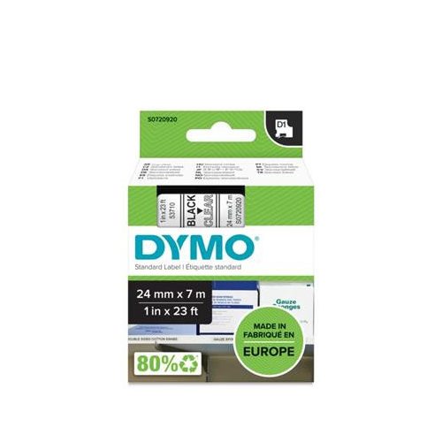 Feliratozógép szalag, 24 mm x 7 m, DYMO "D1", víztiszta-fekete