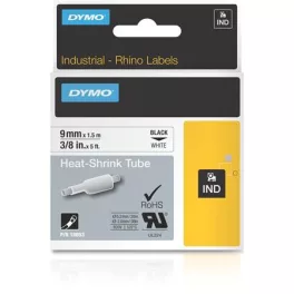   Zsugorcső, feliratozógéphez, 9 mm x 1,5 m, DYMO "Rhino", fehér-fekete
