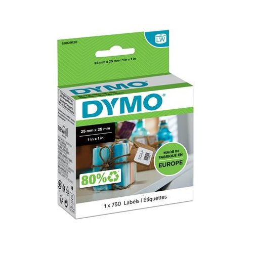 Etikett, LW nyomtatóhoz, eltávolítható, 25x25 mm, 750 db etikett, DYMO
