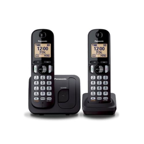 Telefon, vezeték nélküli, telefonpár, PANASONIC "KX-TGC212PDB Duo, fekete