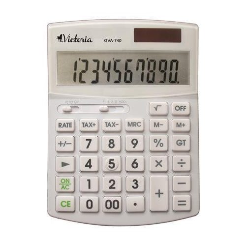 Számológép, asztali, 10 számjegy, VICTORIA OFFICE, "GVA-740", fehér