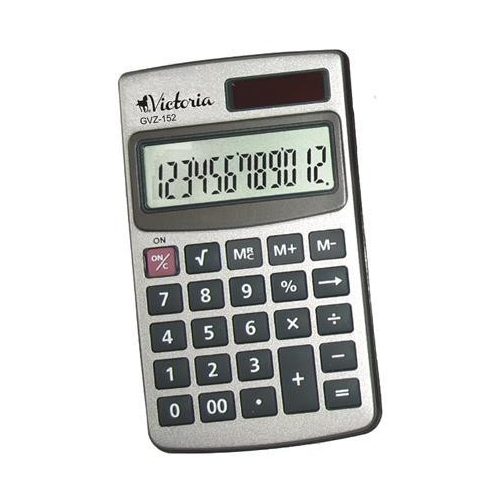 Zsebszámológép, 12 számjegy, fém ház, VICTORIA OFFICE, "GVZ-152"