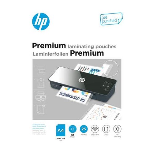Meleglamináló fólia, 125 mikron, A4, fényes, 25 db, HP "Premium"