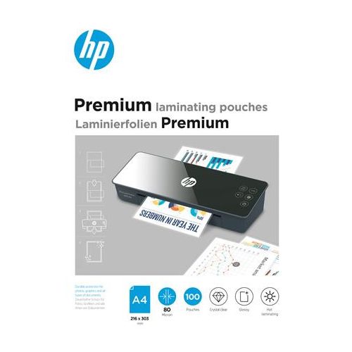 Meleglamináló fólia, 80 mikron, A4, fényes, 100 db, HP "Premium"