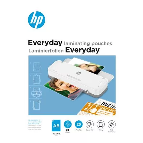 Meleglamináló fólia, 80 mikron, A6, fényes, 25 db, HP "Everyday"