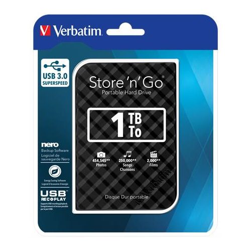 2,5" HDD (merevlemez), 1TB, USB 3.0, VERBATIM "Store n Go", fekete